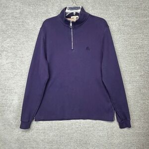 Burberry Brit Mens 1/4 Zip Preppy Long Sleeve Pullover Sweater Golf Purple Large